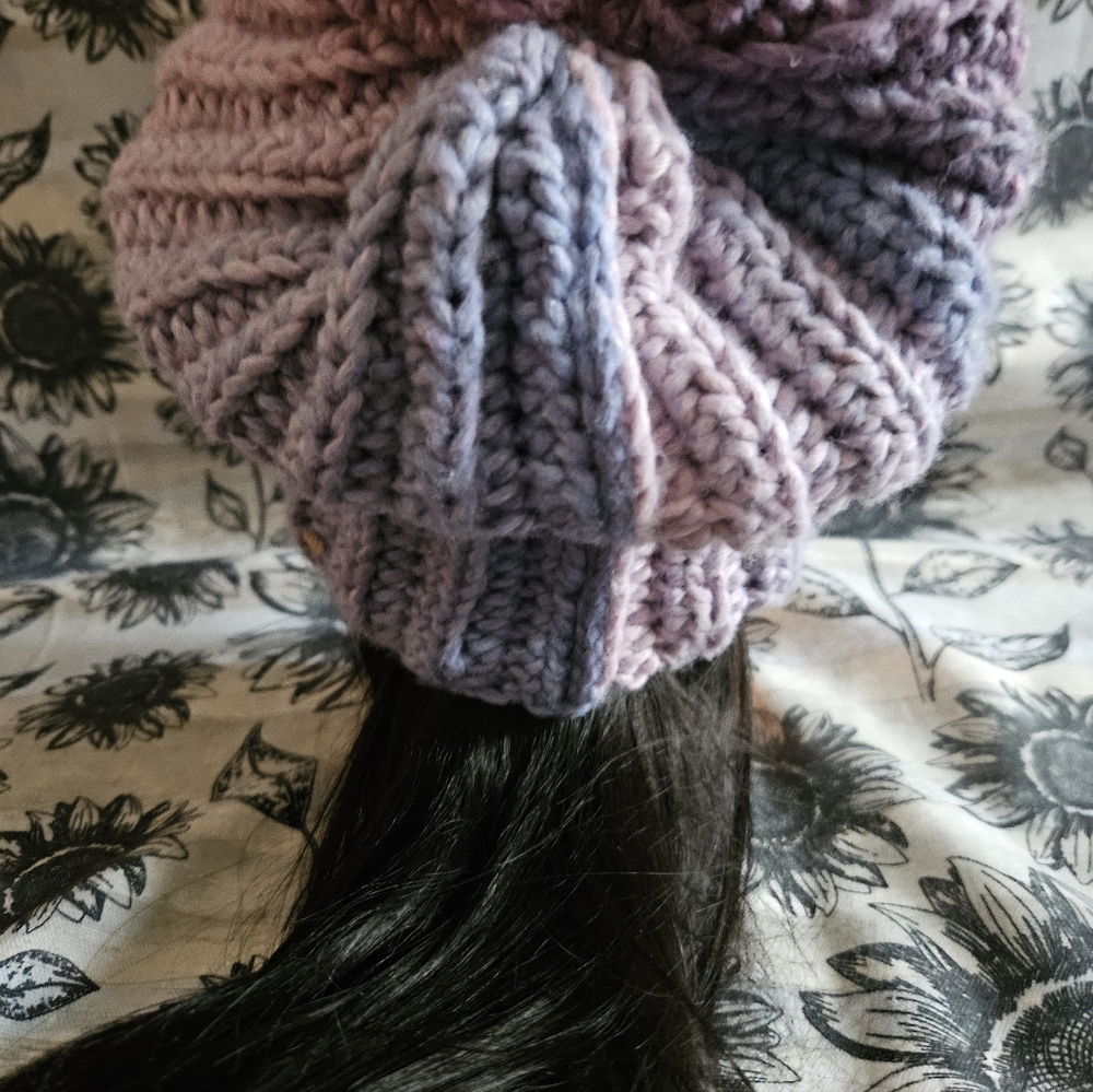 Purple Crochet Handmade Beanie Hat - Picture 6 of 12
